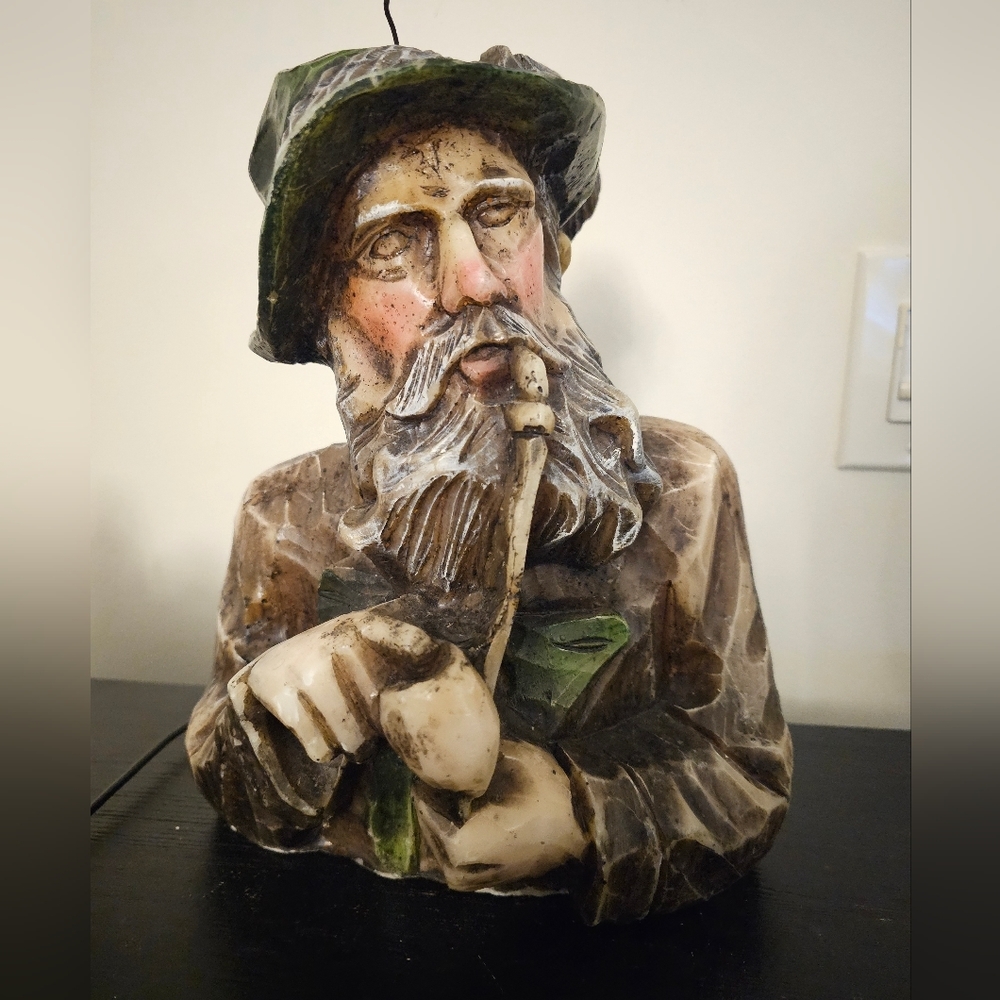 Beautiful Large Solid Wax German Candle. Man With Pipe.